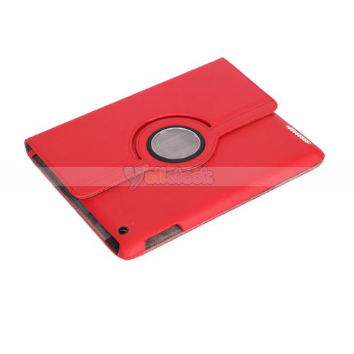   Magnetic Smart Cover Leather Case Rotating Stand for Apple iPad 2 Red