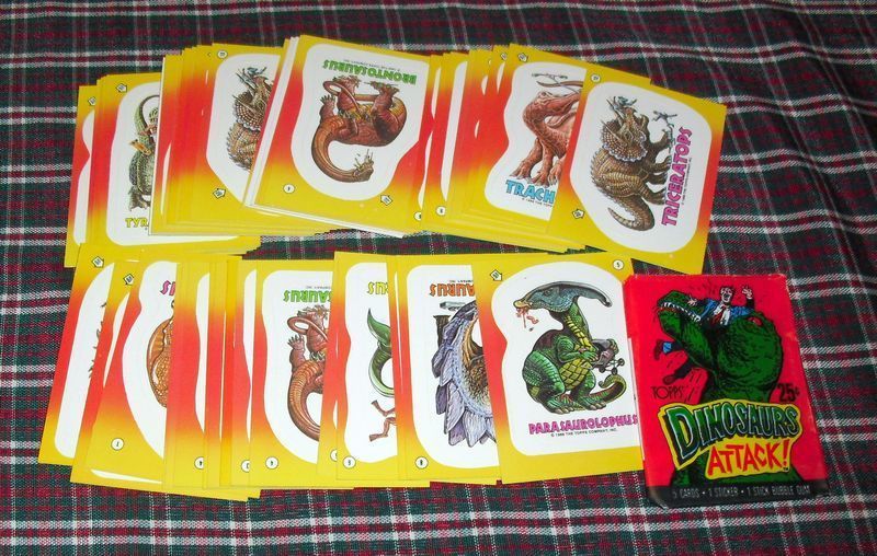 VINTAGE *DINOSAURS ATTACK* STICKER CARD LOT (49) MINT  