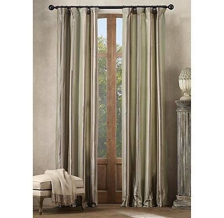   Hardware Silk Taffeta Multistripe Drapes set 2 50x84 in thyme  