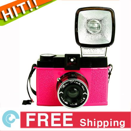 Lomo Diana F+ Mr.PINK with flash 120mm Film Camera NEW  