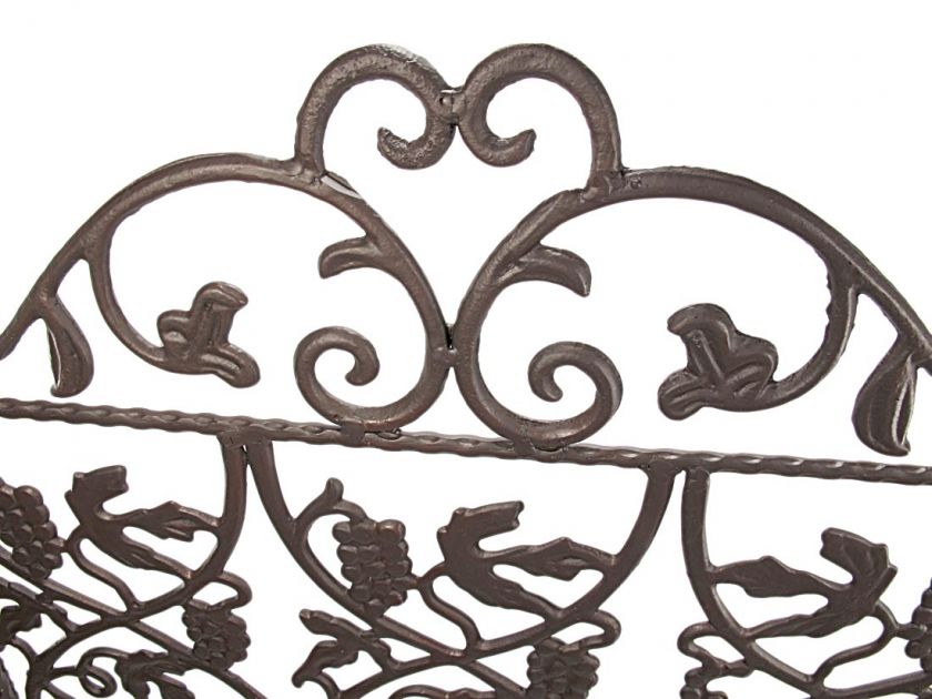 36` Wide Cast Iron Grape Motif 3 Panel Fireplace Screen  