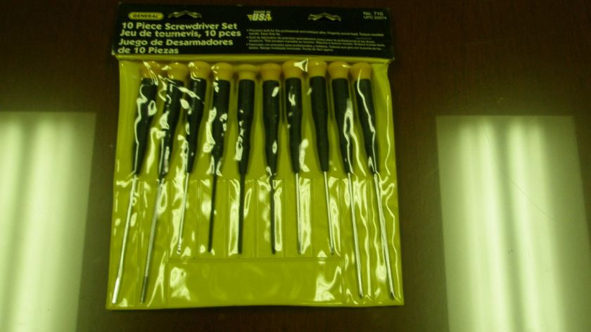 GENERAL 10 PIECE SCREWDRIVER SET #710 PROFESSIONAL HOBBY EASY GRIP 