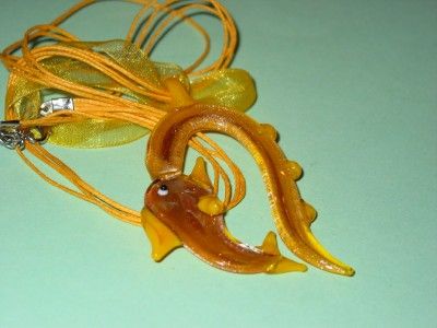 Pretty Hand Blown Glass Gold Fish Pendant  