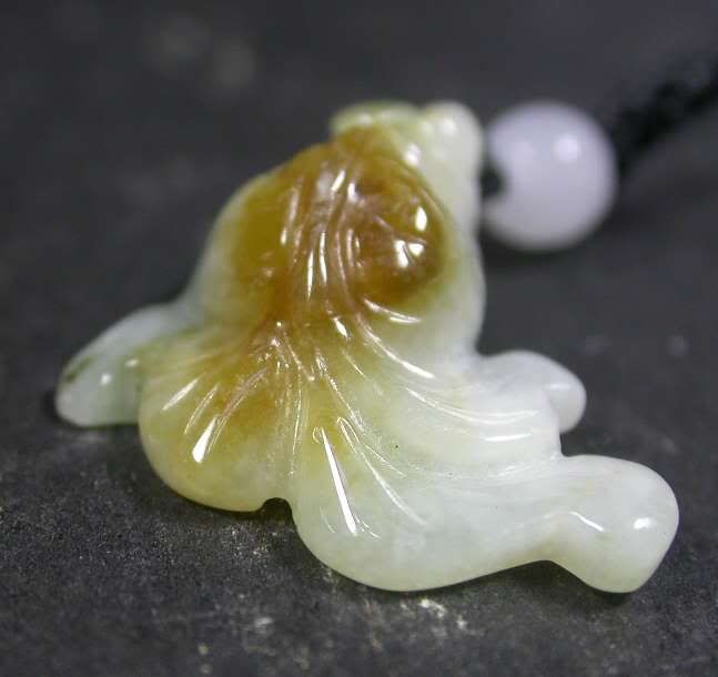 Yellow 100% Natural A Jade jadeite pendant Gold Fish ** It have small 