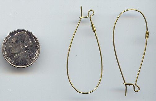 OF VINTAGE 19X45MM OVAL BRASS THICK WIRE HOOP CHARM HOLDER / EARRINGS 