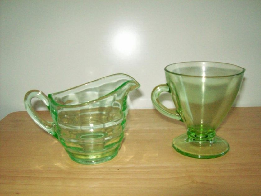 Depression Era Uranium Green Glass Creamers  