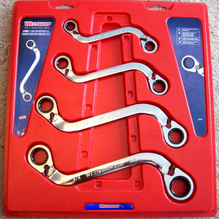   SHAPED DOUBLE BOX REVERSE GEAR RATCHETING WRENCH SET SAE 1LCE9  