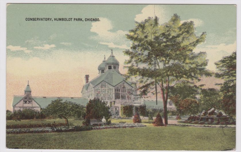   Illinois IL Conservatory at Humboldt Park 1914 Colored Postcard  