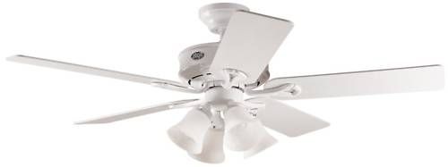 HUNTER 52 Ceiling Fan White w Light & 5 Rev White/Bleached Oak Blades 