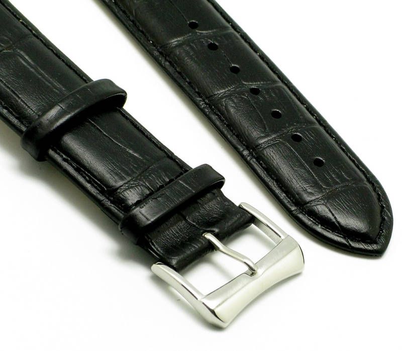 18mm Black Leather Watch Band fits Omega Movado etc  