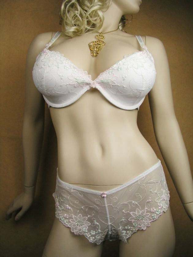 Sexy Embroiderd White Bra Set /12DD/34DD/75DD/ #C034  