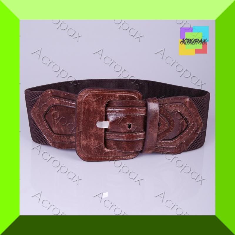 30 38 Vintage Brown Leather Stretch Elastic Belt L XL  