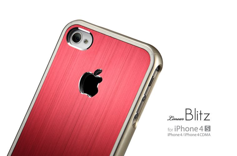   Linear Blitz Series Metal Back Cover Case [RED] for Apple iPhone 4S