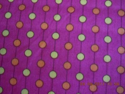 ORANGE YELLOW DOTS BLACK STRIPE ON PINK FABRIC 46W Uni  