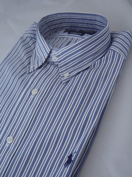 Nwt $85 Authentic POLO Ralph Lauren Mens Dress Shirt Blue Striped 