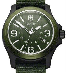   Swiss Army® Original 40mm Green Nylon Strap Watch Date At 4  