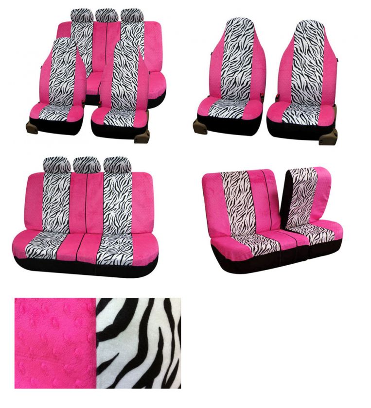 Pink Zebra Velour Car Seat Covers PINK/WHITE 115  