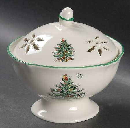   CHRISTMAS TREE GREEN TRIM Round Potpourri With Lid 8885242  