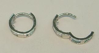 14K White Gold Princess Cut Huggy Earrings Free Ship  