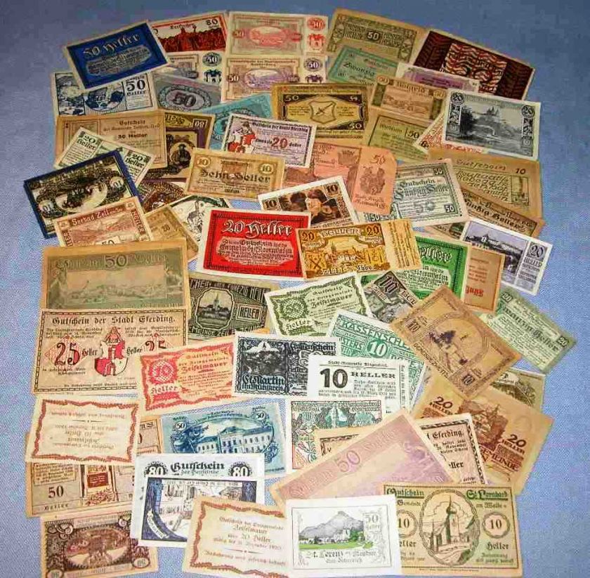 LOT of 60+ GERMAN & AUSTRIAN INFLATION NOTES NOTGELD  