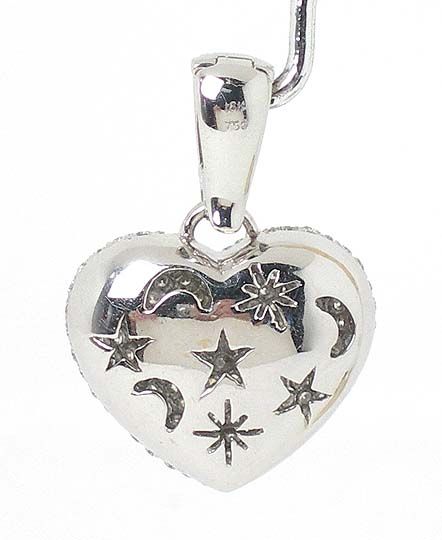 BEAUTIFUL 18K W G & DIAMONDS HEART PENDANT ENHANCER  