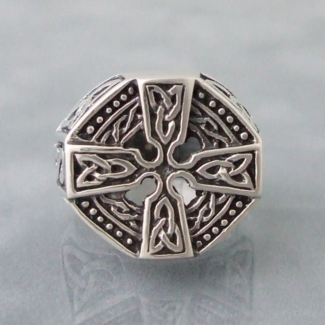 Huge Mens Celtic Knot Cross .925 Silver Ring 11  