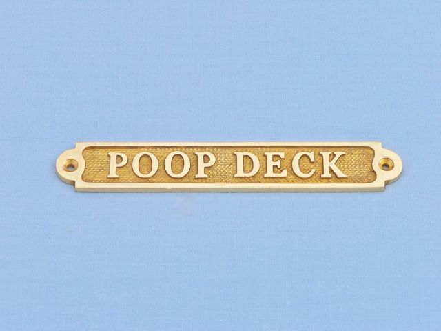 Brass Poop Deck Sign 5 Brass Plaque Cape Cod Decor  