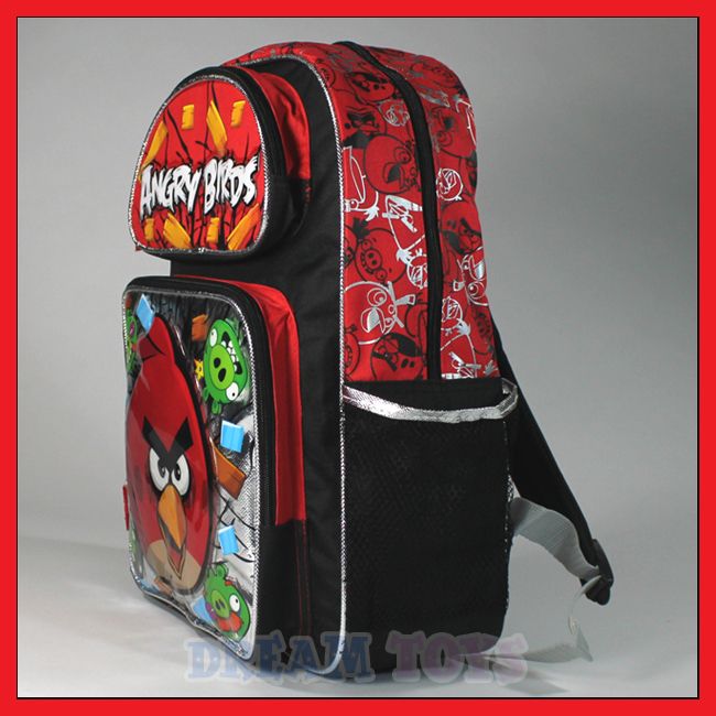 Angry Birds 16 Backpack with Pig Pockets   Red School Book Bag Game 