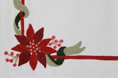 WILLIAMS SONOMA POINSETTIA CREWEL PLACEMATS & NAPKINS SET   8PC 