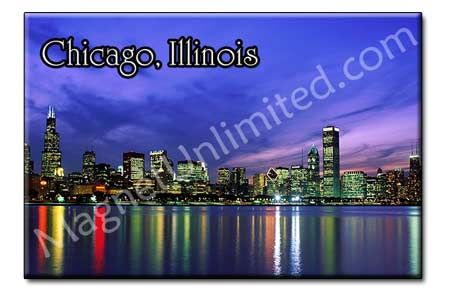 Skyline Chicago   Illinois IL Souvenir Fridge Magnet  