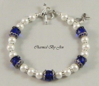 New COLON CANCER Awareness Czech Glass & Pearl Bracelet w/ HOPE Ribbon 