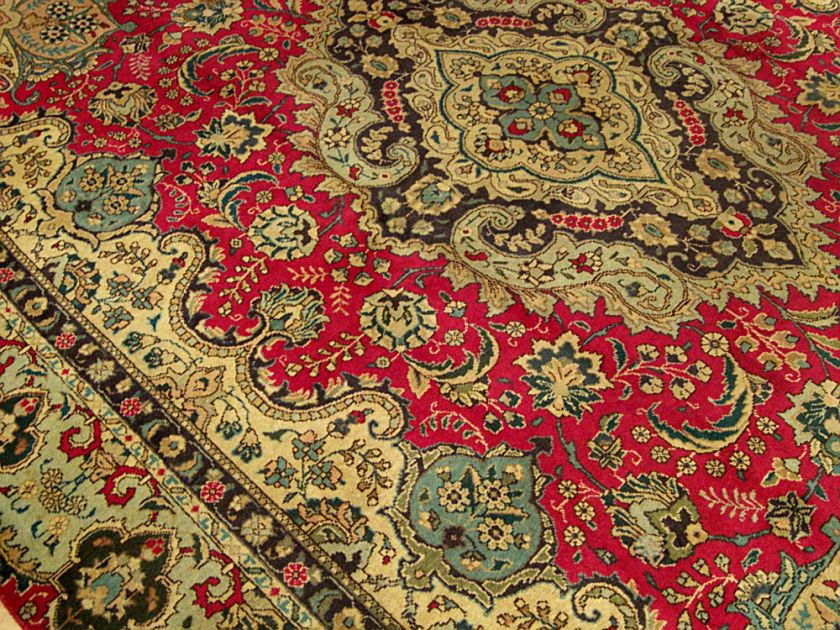   .Handmade Carpet Antique 1930s Genuine Persian Tabriz Serapi Wool Rug