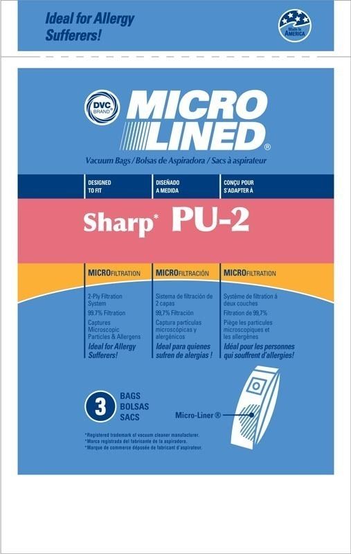 Sharp PU 2 Vacuum Bags   6 bags  