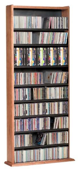 holds any combination of 600 cds or 300 dvds or 162 vhs made of maple 