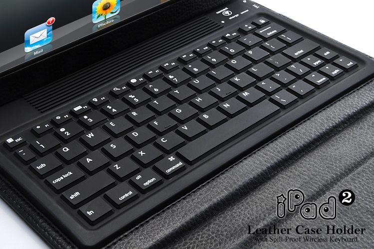 iPad 2 Leather Case with Spill Proof Wireless Keyboard  