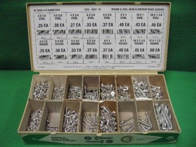 12 ALUMINUM ROUND OVAL HEAD WOOD SCREW ASSORTMENT  